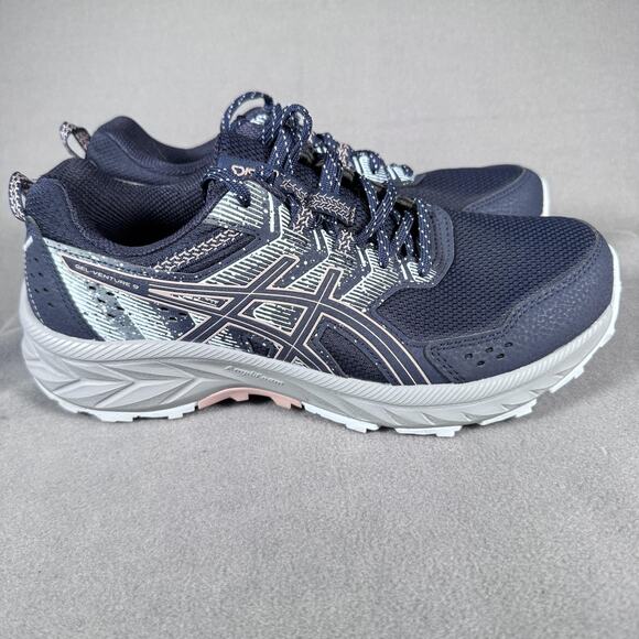 ASICS Gel-Venture 9 Shoes Womens Size 9 Navy Blue Gray Trail Running 1012B313 - Picture 2 of 11